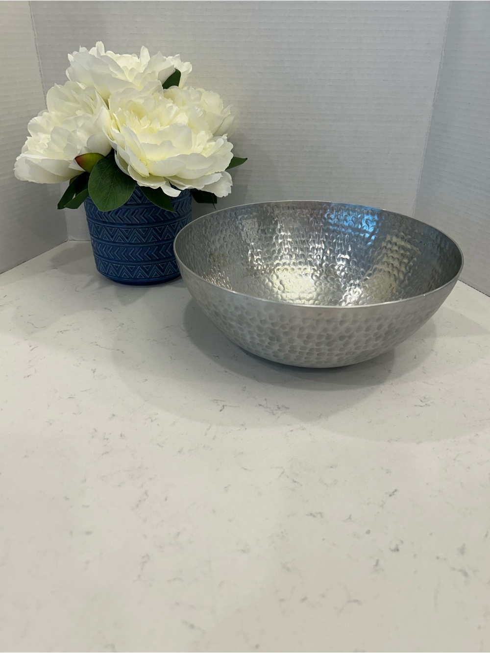 Threshold Silver Hammered Metal Decorative Bowl
